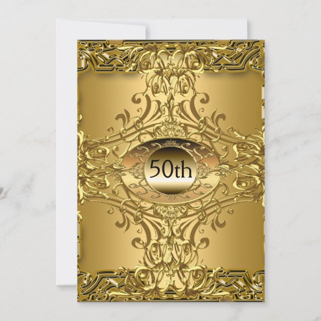 Invitation Meilleure fête d'anniversaire de 50 ans en or (Devant)