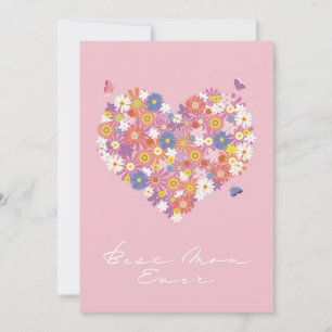 Invitation Meilleure maman jamais avec des fleurs