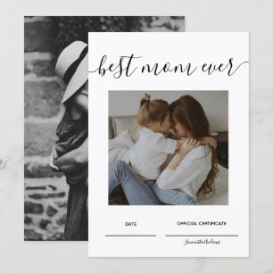 Invitation Meilleure maman Jamais Certificat officiel Fête de