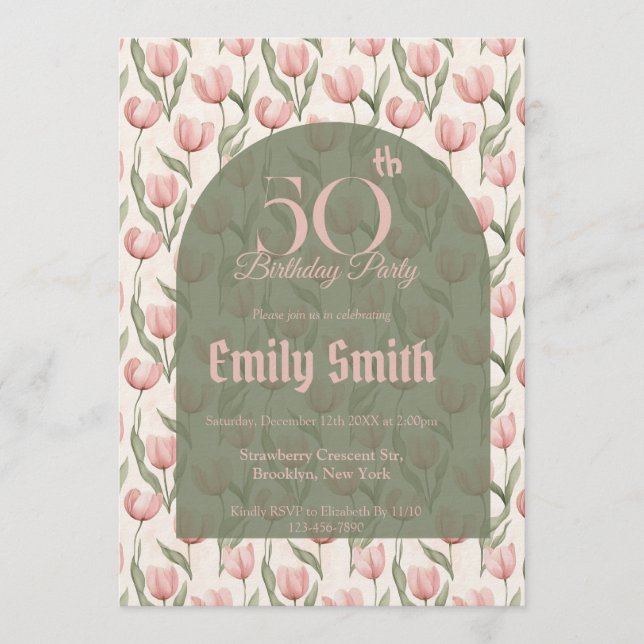 Invitation Meilleure Tulipe Fleurie Son Anniversaire (Devant)