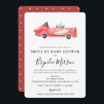 Invitation Meilleure Vintage Red Racecar Drive Par Baby showe<br><div class="desc">Jolie aquarelle illustrée vintage racecar rouge,  conduite sur invitation baby shower. Le dos de la carte comporte la coordination du motif de pois rouge et blanc.</div>