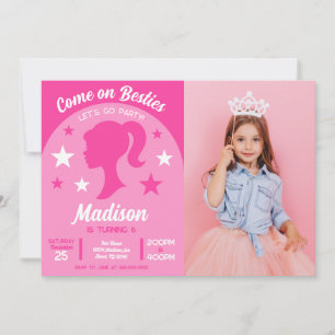 Invitation Meilleures amies de la poupée rose Fête d'annivers
