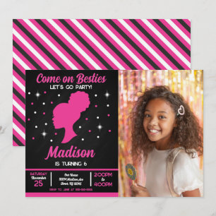 Invitation Meilleures amies de la poupée rose Fête de mode Ph