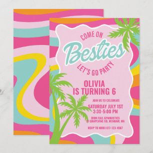 Invitation Meilleures amies rose malibu tourbillon plage anni
