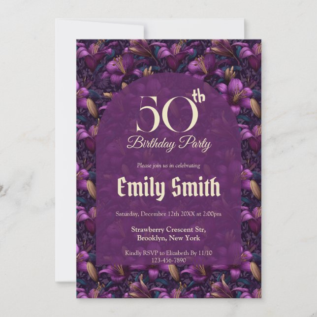 Invitation Meilleures Lys Fleur 10e Anniversaire (Devant)