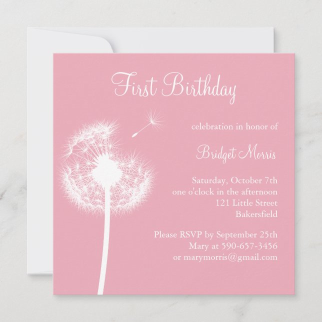 Invitation Meilleurs voeux ! Fête d'anniversaire (rose) (Devant)