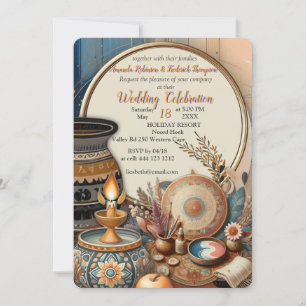 Invitation Mélange bohème de fleurs turquoises, magenta, viol