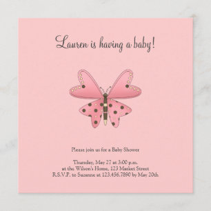 Invitation Mélange comme un bug ・ Papillon rose et Brown