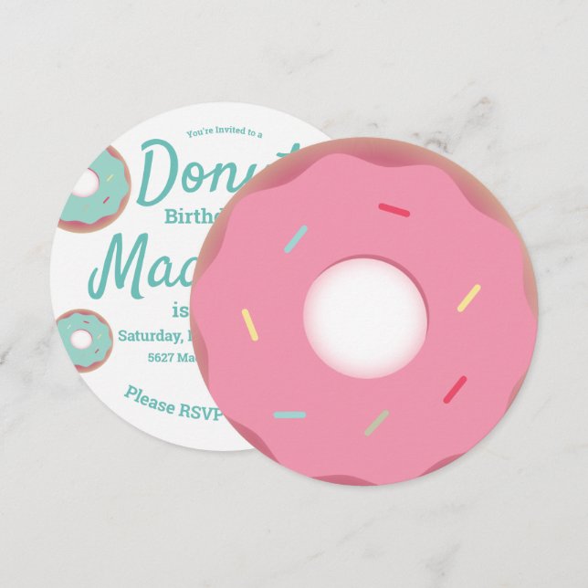 Invitation Mélange de paillettes de donut rose et sarcelle ro (Devant / Derrière)