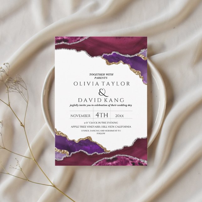 Invitation Mélange mauve Agate Mariage (Créateur téléchargé)