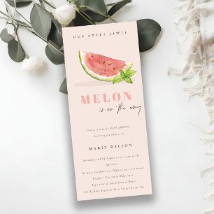 Invitation Mélange Notre Petit Melon Baby shower Aquarelle Bl