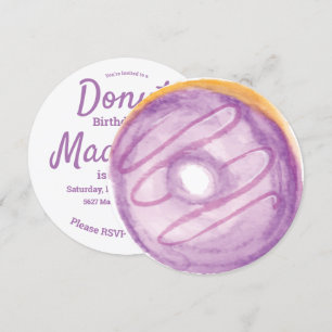 Invitation Mélange Rond de Poudrage de Donut Violet Aquarelle