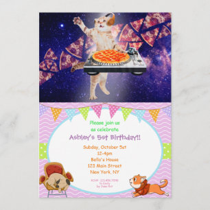 Invitation Mélangeur de Tourne-disque de chat DJ