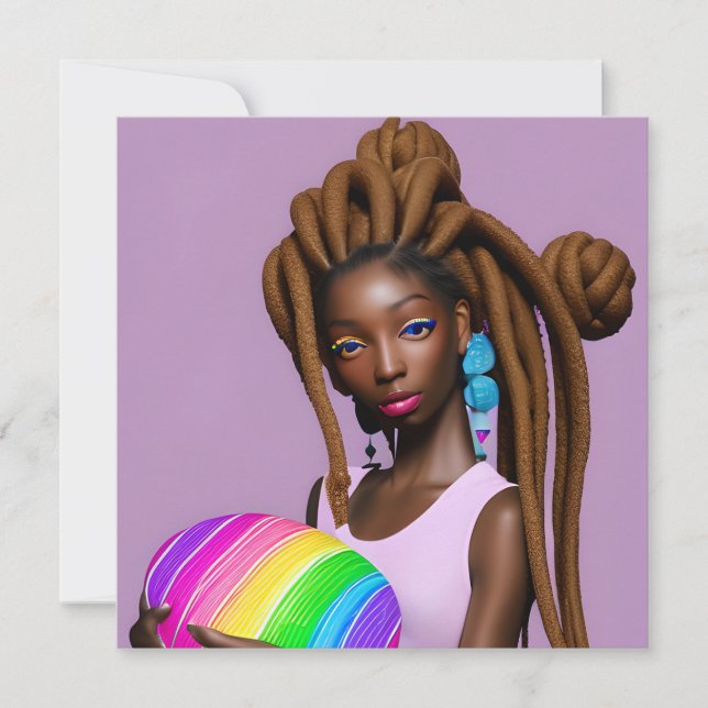 Invitation Melanin Easter Rainbow Spring Sista Girl Birthday (Devant)