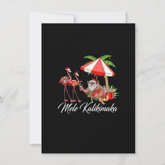 Invitation Mele Kalikimaka Aloha Flamant rose hawaïen Père No (Devant)