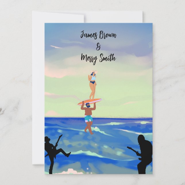 Invitation Mélodie harmonieuse de Love Ocean Serenade Mariage (Devant)