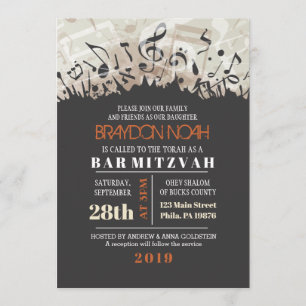 Invitation MELODY de l'invitation Bat mitzvah du bar TORAH