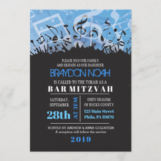 Invitation MELODY de l'invitation du Bat mitzvah du bar TORAH