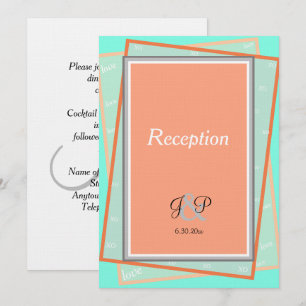 Invitation Melon Cantaloup Géométrique Monogramme Accueil