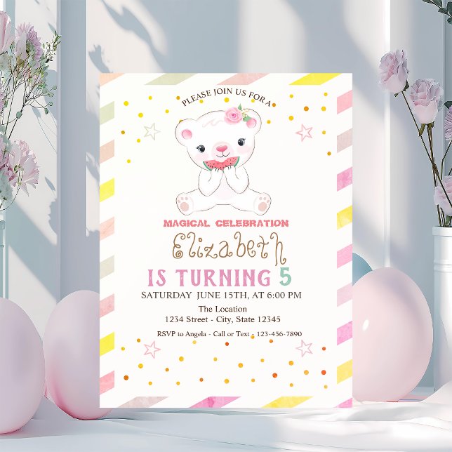 Invitation Melon de l'ours en peluche rayé Anniversaire  (Créateur téléchargé)