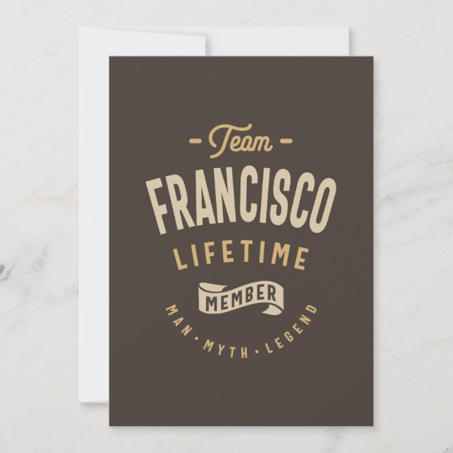 Invitation Membre à vie de l'équipe Francisco Nom personnalis (Devant)