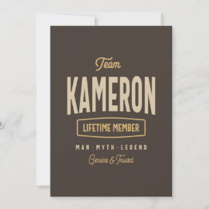 Invitation Membre à vie Team Kameron Nom personnalisé