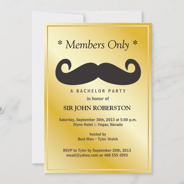 Invitation Membres uniquement Bachelor Party (Devant)