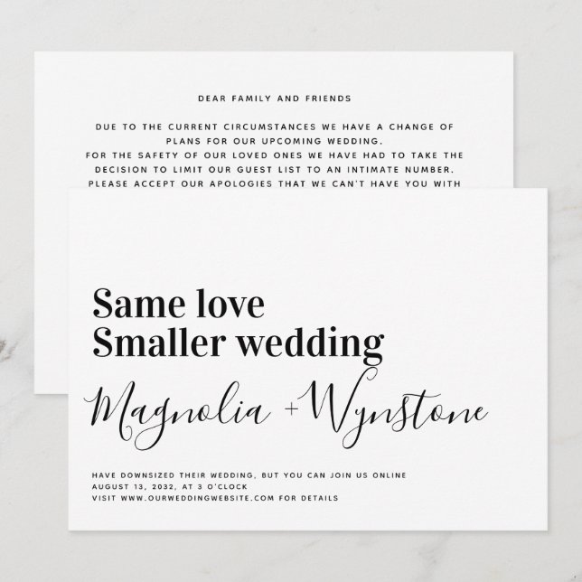 Invitation Même amour Mariage plus petit (Devant / Derrière)