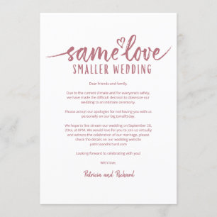 Invitation Même amour, mariage plus petit, réduction de maria