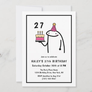 Invitation Mème amusant Simple Noir & Blanc 27ème anniversair
