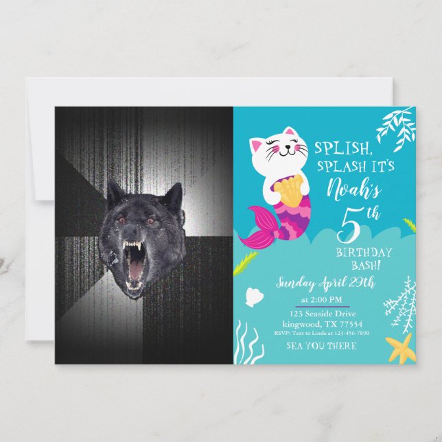 Invitation Mème de loup de folie (Devant)