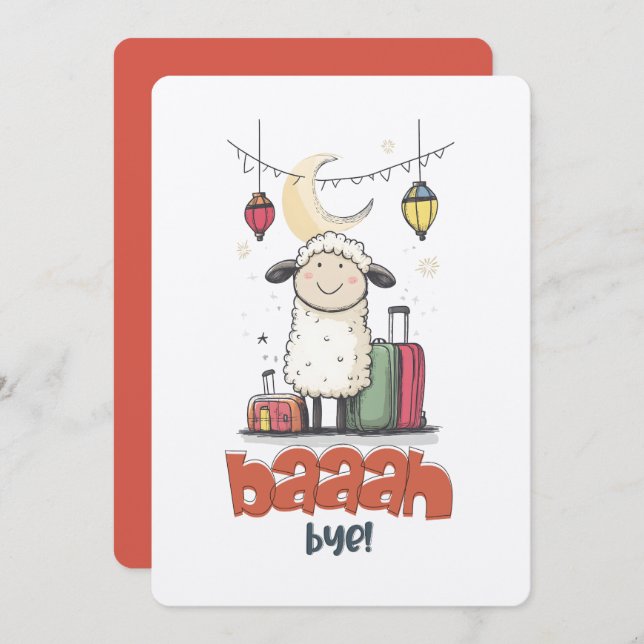 Invitation Mème d'Eid Mouton Drôle LOL HAHA | Baaah Au revoir (Devant / Derrière)