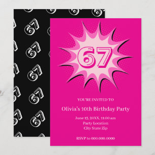 Invitation Mème personnalisé rose 67 