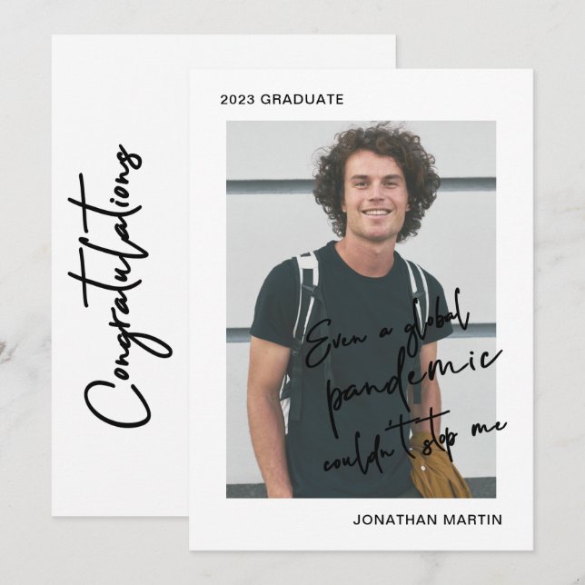 Invitation Même une fête de graduation en une photo pandémiqu (Devant / Derrière)