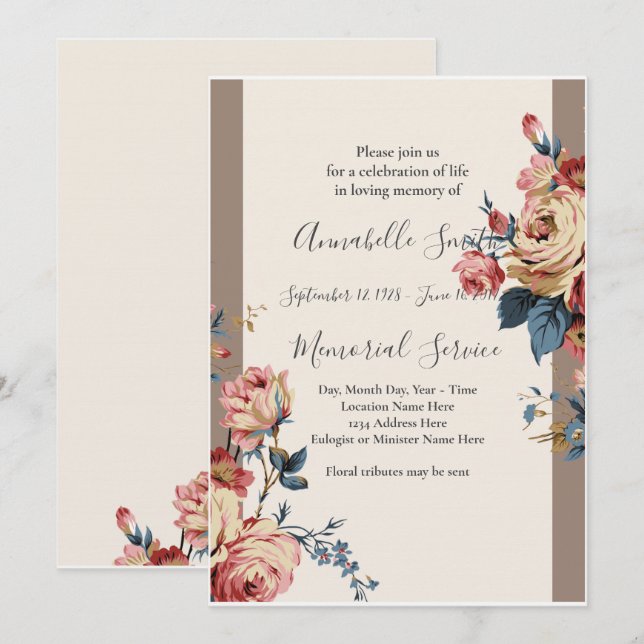 Invitation mémoire d'amour adorée (Devant / Derrière)