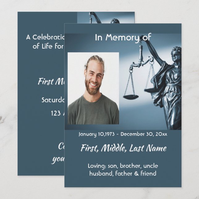 Invitation Mémoire de la balance de la justice (Devant / Derrière)