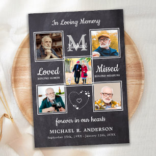 Invitation Mémorial 5 Photo Collage Célébration De La Vie