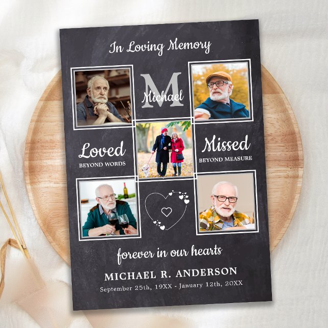 Invitation Mémorial 5 Photo Collage Célébration De La Vie (Créateur téléchargé)