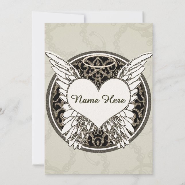 Invitation Mémorial avec les ailes et le coeur d'ange (Dos)