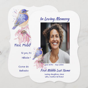 Invitation Mémorial, Célébration de la vie, Service Bluebird