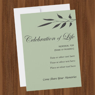 Invitation Memorial Celebration of Life Elegant Tree Invitati