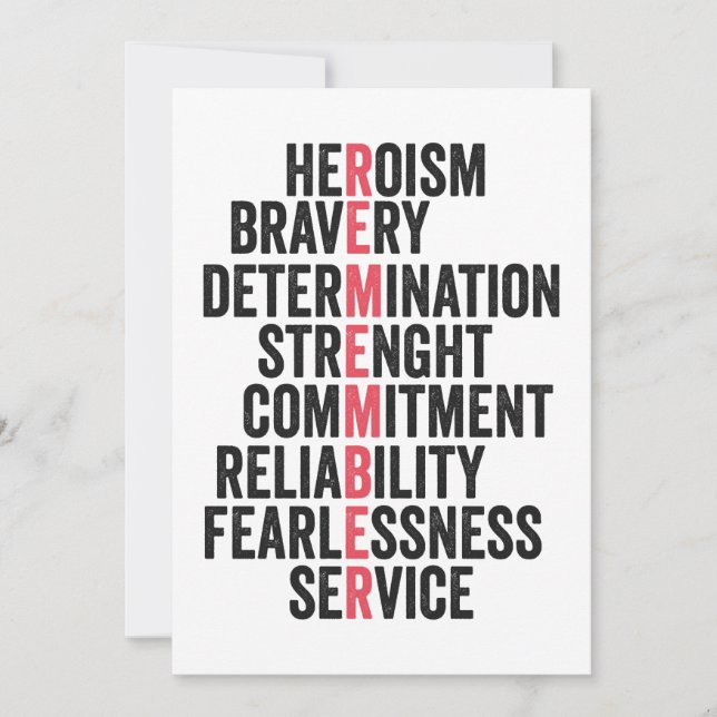 Invitation Memorial Day American Patriotic Veteran se souvien (Devant)