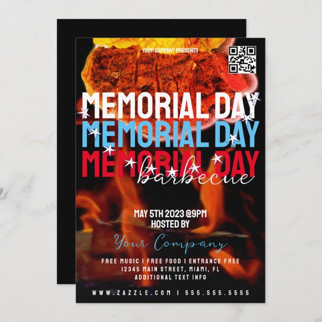 Invitation Memorial Day Barbecue Event Company Party Flyer (Devant / Derrière)
