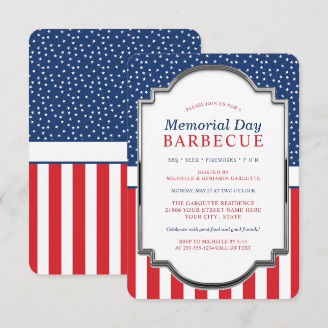 Invitation Memorial Day Barbecue Party (Devant / Derrière)