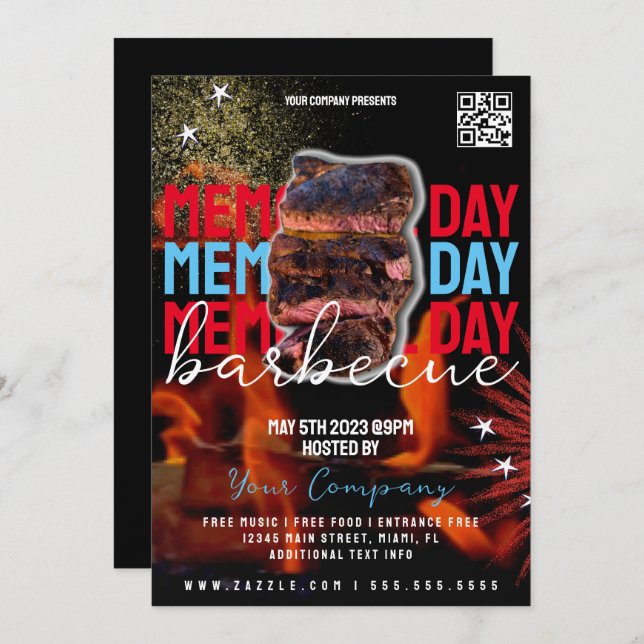 Invitation Memorial Day Barbecue Patriotic Party Flyer (Devant / Derrière)