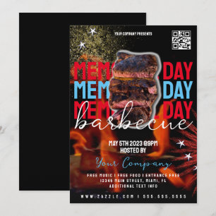 Invitation Memorial Day Barbecue Patriotic Party Flyer