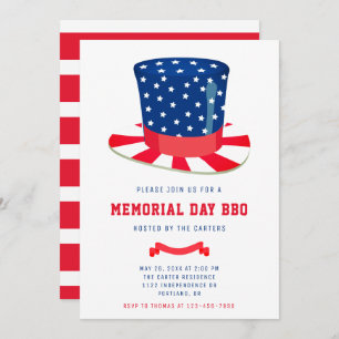 Invitation Memorial Day BBQ Rouge Blanc Bleu