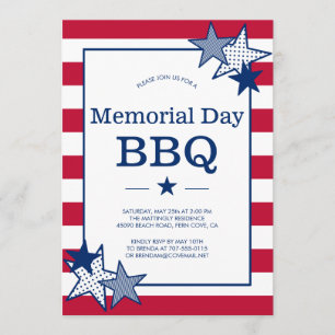 Invitation Memorial Day Bold Stars and Stripes Patriotic BBQ