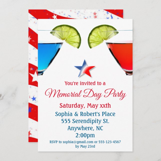 Invitation Memorial Day Cocktail Party (Devant / Derrière)