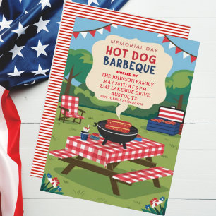 Invitation Memorial Day Hot Dog Barbeque Party